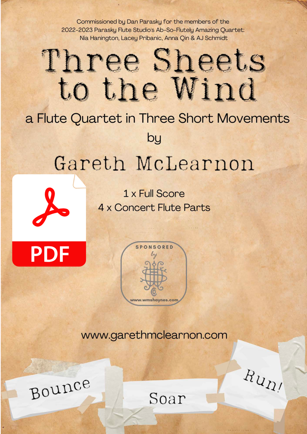 Three Sheets to the Wind for Flute Quartet (2023) (PDF Download